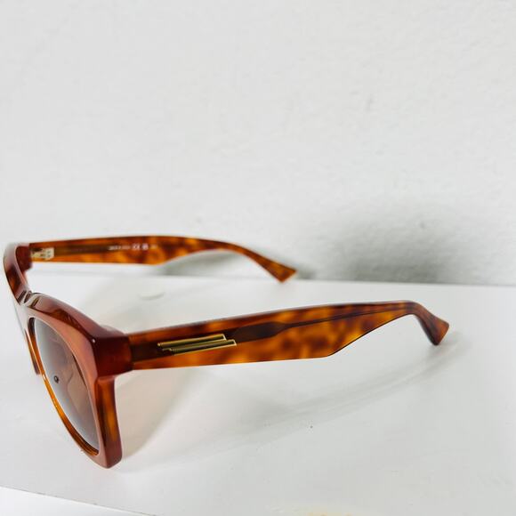 NEW Bottega Veneta Tortoiseshell Square Thick Sunglasses Havana Brown Square Cat - Picture 10 of 16
